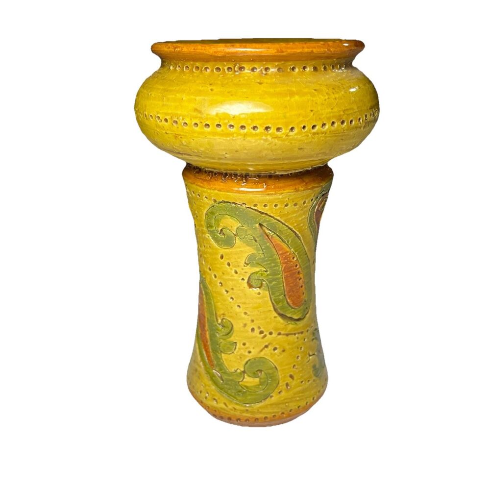 Vintage Rosenthal Netter Italy 1969 Pottery Candle Holder Vase MCM 6 Inch